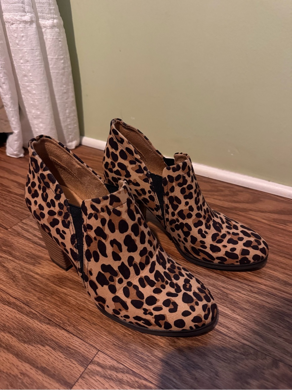 Dr. Scholl's Leopard Print Block Heel Ankle Booties - Brown/Tan - Picture 4 of 6